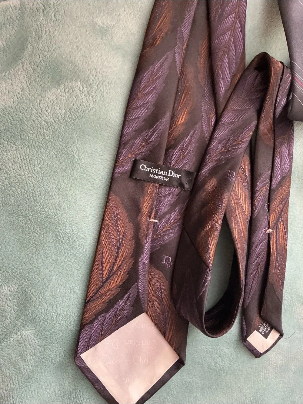 Dior Silk Tie Set in Black and Brown with Subtle Stripe Accents
